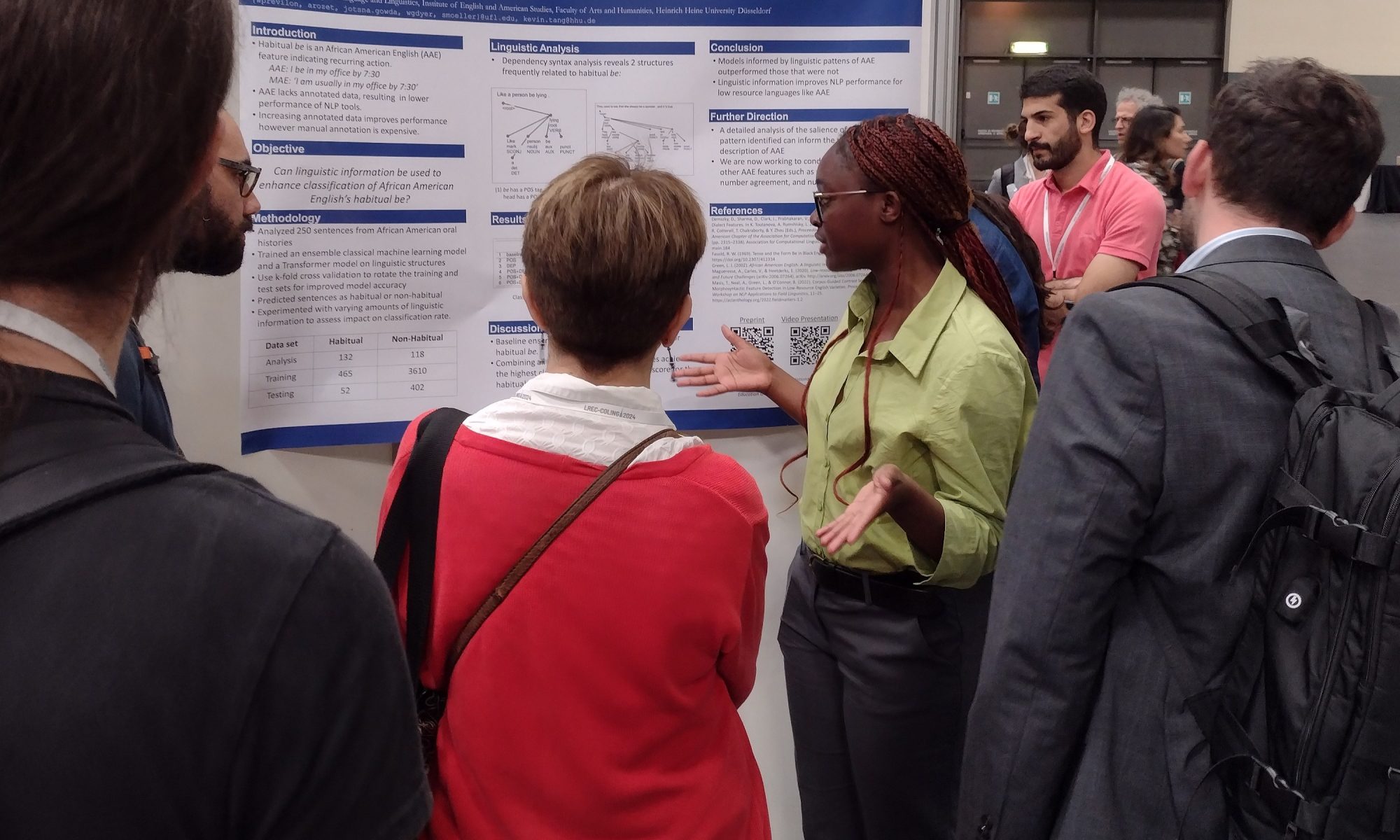 People standing around a presentation board